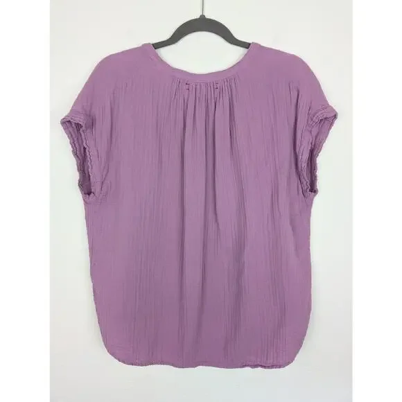Xirena Top Gauzy Blouse Henley Boho Spring Summer Lightweight Purple Size XS - Picture 5 of 11